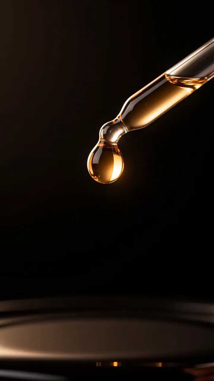NOCT clip: dropper releasing a drop of amber serum