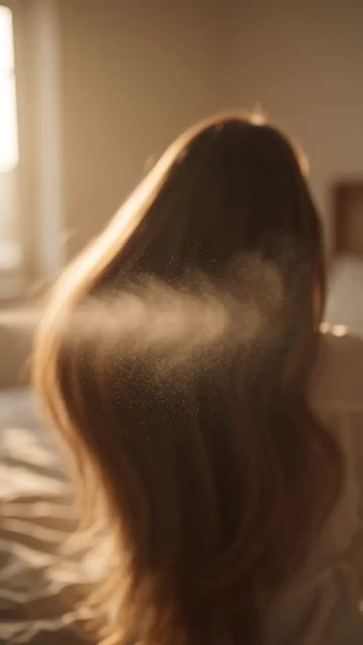 PLUME clip: mist settling over long hair, backlit