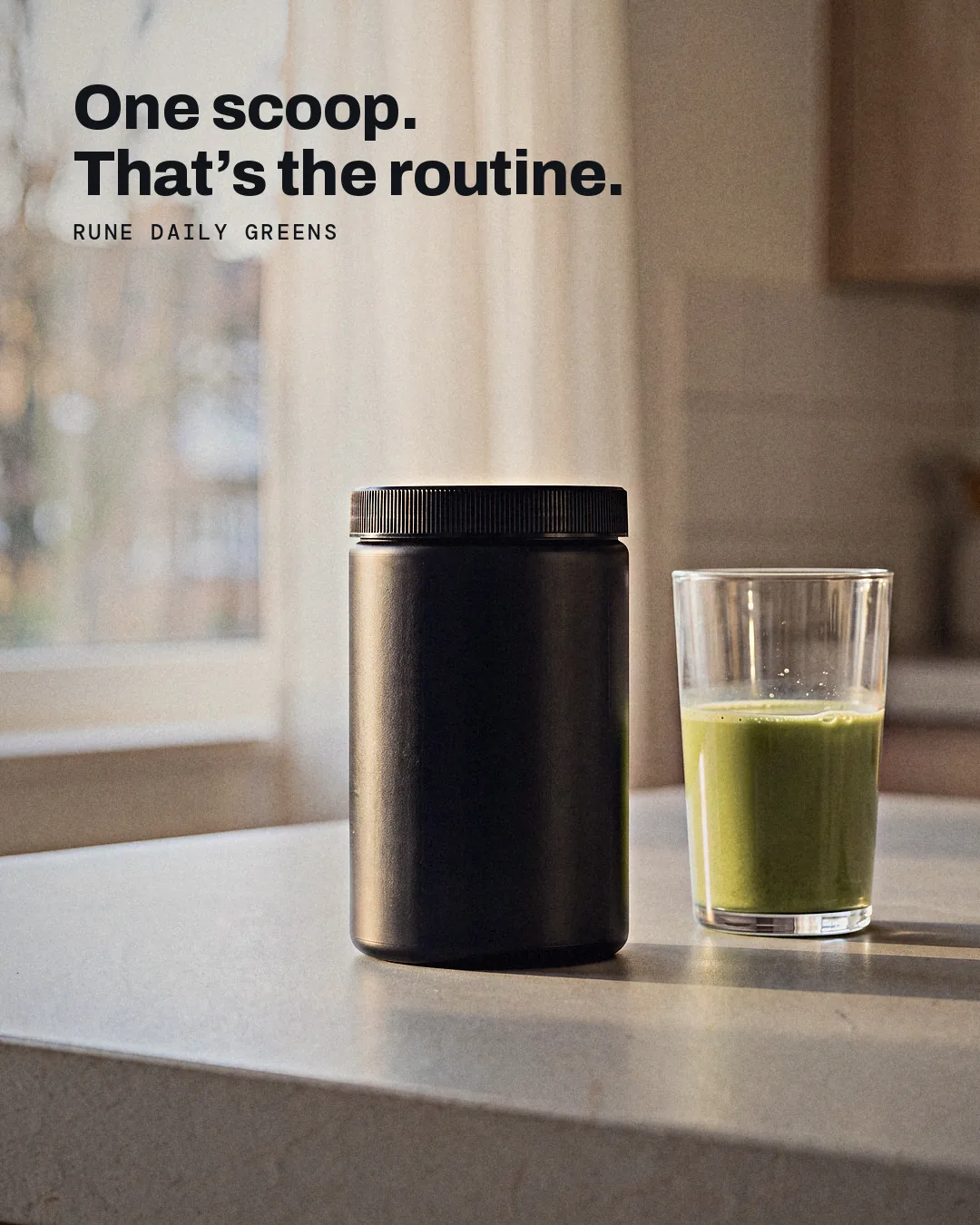RUNE ad: One scoop. That's the routine.