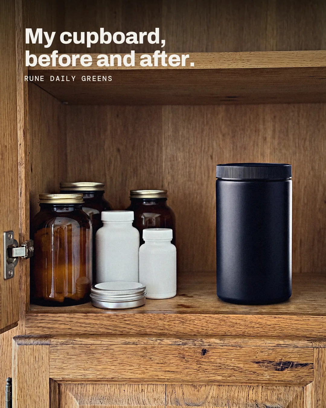 Finished ad: My cupboard, before and after.